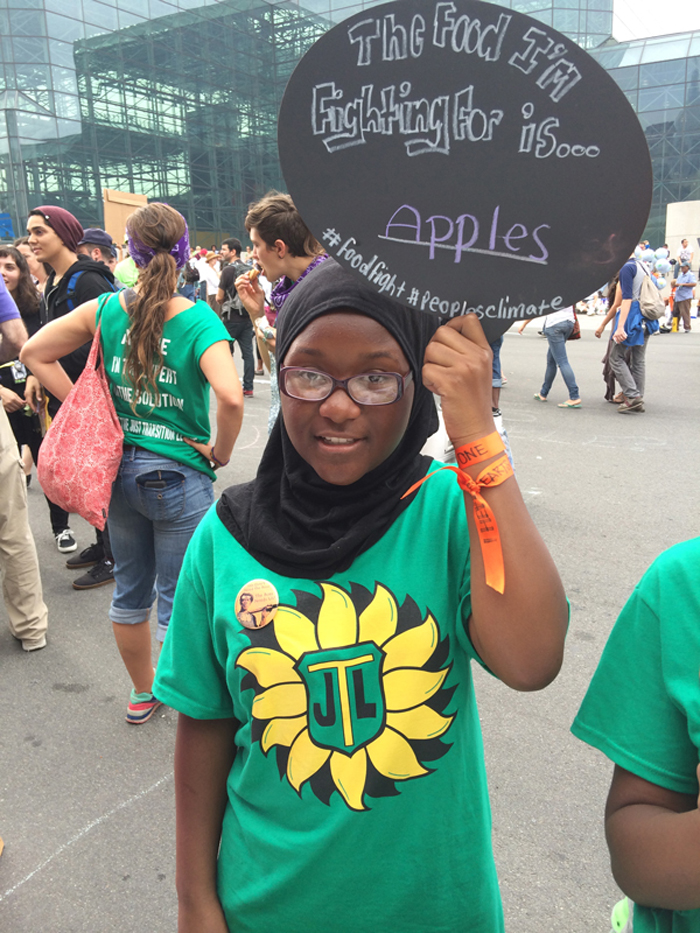 A supporter at People's Climate March in New York 