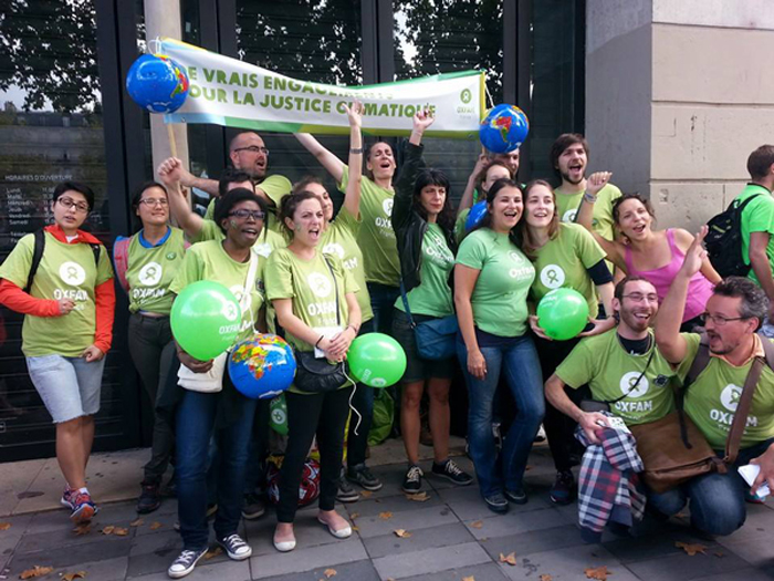 Oxfam France supporters joined the Climate March in Paris. Sept 21. Credit Oxfam