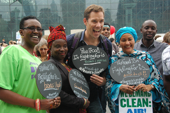 Winnie Byanyima, the Executive Director of Oxfam International, at the People's Climate March in New York with other supporters. Credit: Oxfam