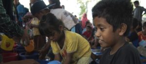 Palu, Indonesia: Children participate in a demonstration on good hygiene in the aftermath of the powerful earthquake and tsunami that struck Sulawesi on September 28, 2018.