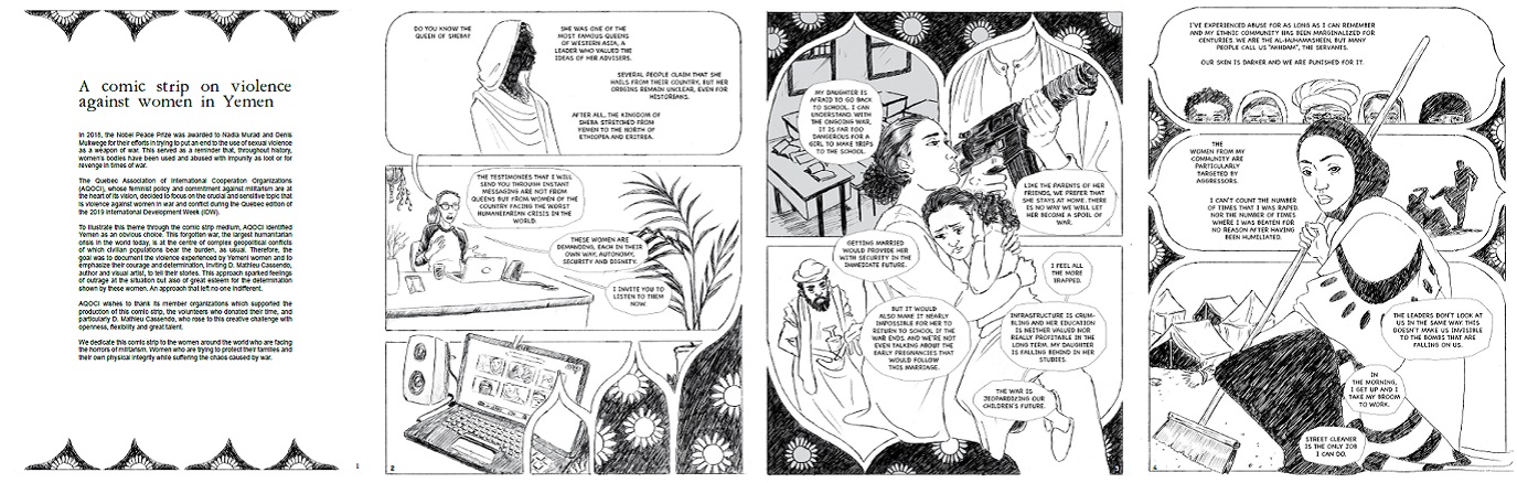 The graphic novel, Women of Sheba: Stories of Resilience in Yemen by D. Mathieu Cassendo, author and visual artist.