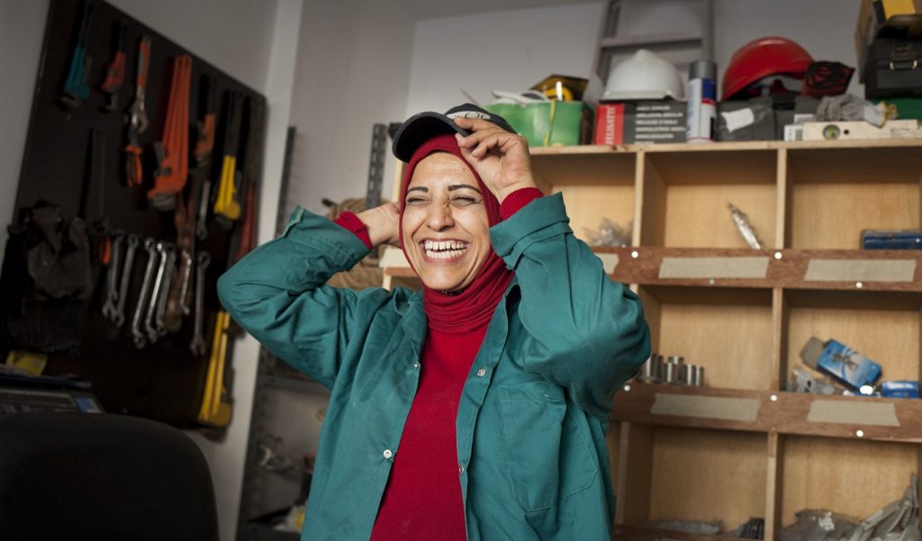 Woman plumber smiling