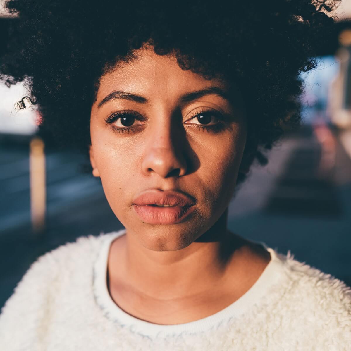 A close up of a woman's face