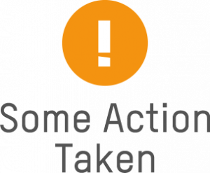 White exclaimation mark in a yellow circle icon that says "Some Action Taken" below.
