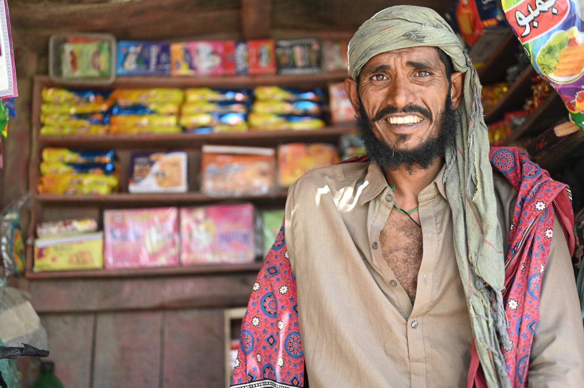 Ghulam Mustafa used cash provided to him by the Strengthening Participatory Organization to open a shop. The shop is doing well and he expects to cover the education costs of his children and expand his retail operation in the future. Tooba Niazi/Oxfam