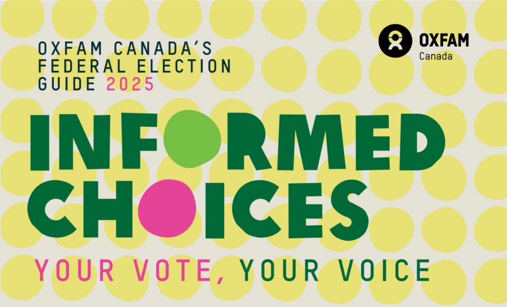 A publication cover, with a yellow polka dot background with the words Informed Choices, Your Vote Your Voice.