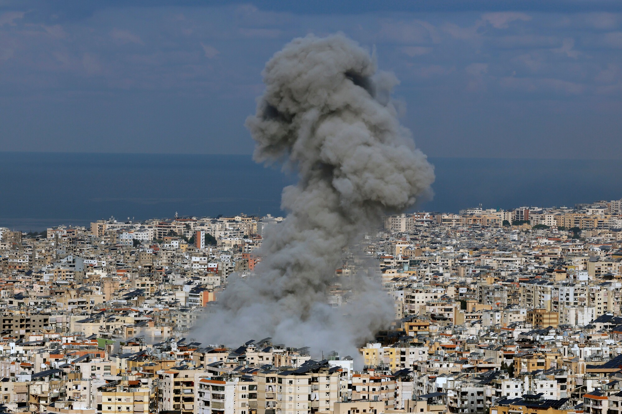 Smoke billows following an Israeli airstrike on Dahieh, in the south of Beirut, Lebanon