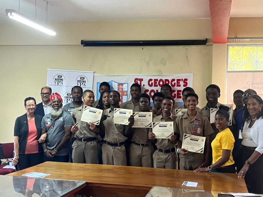 Closing ceremony at St. George's College, Jamaica, with representatives from Global Affairs Canada in attendance. Photo: The Violence Prevention Alliance