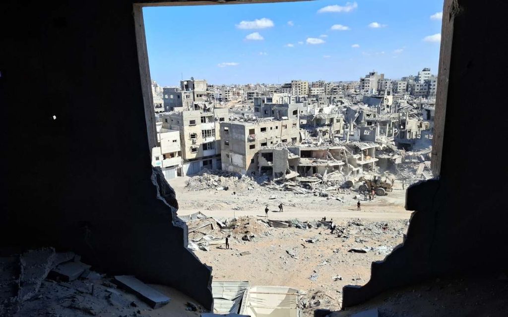 Widespread destruction in Gaza City visible in this photo taken just after beginning of ceasefire in October 2025. Chris McIntosh / Oxfam