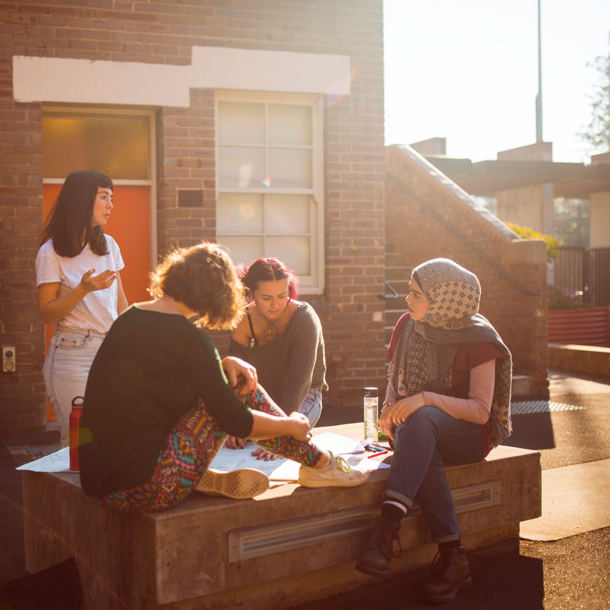 A group on a rooftop.